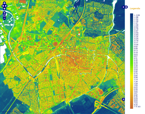 Viewer met iedere 5 meter de hoogte van het Actueel Hoogtemodel Nederland (AHN)