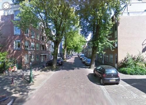 Kaiserstraat met bomen in Google Maps Streetview
